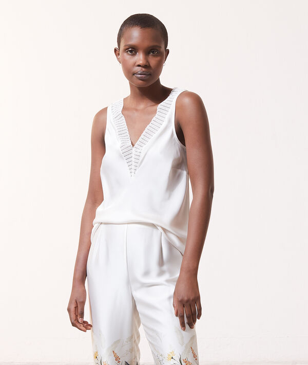 Lace neckline top Lace neckline top;${refinementColor}