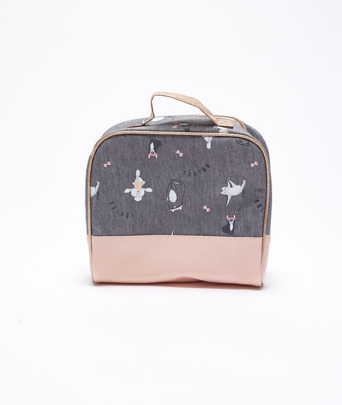 Trop fatigu&eacute;e' cat toilet bag pink.