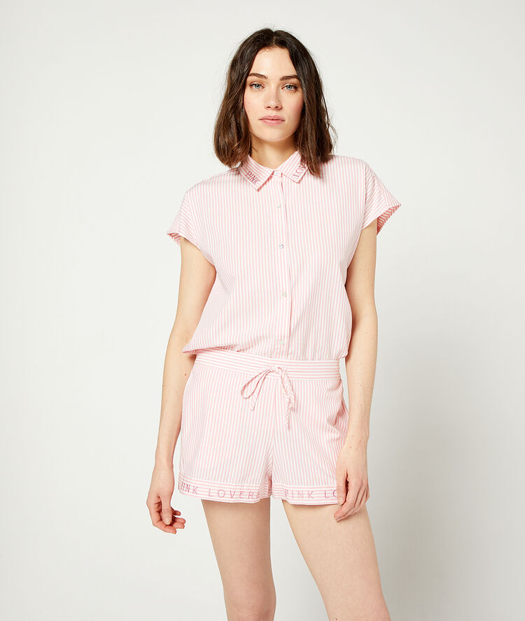 Pyjama shirt in stripes pink.