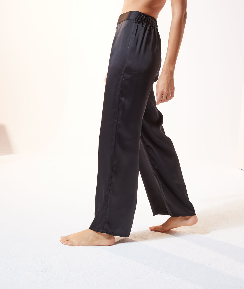 Satin trousers black.