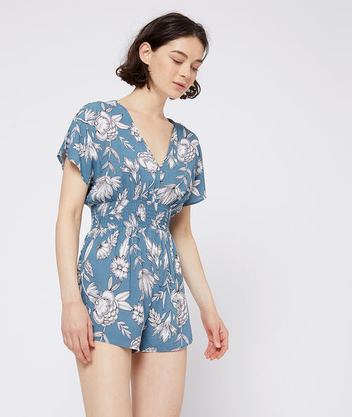 V neck playsuit blue sky.