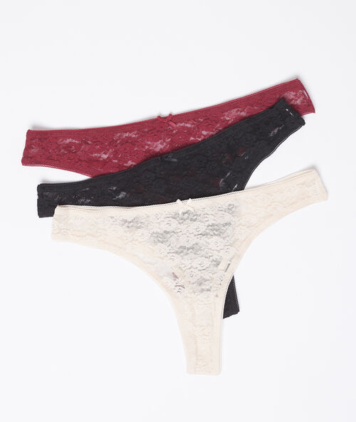3 pack lace tanga garnet.