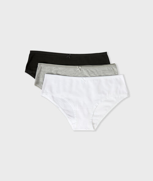 Pack of 3 coton shortys black / white/ grey.