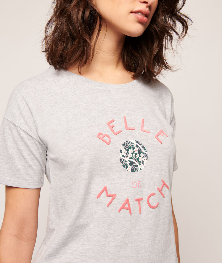 Belle de match' printed t-shirt grey.