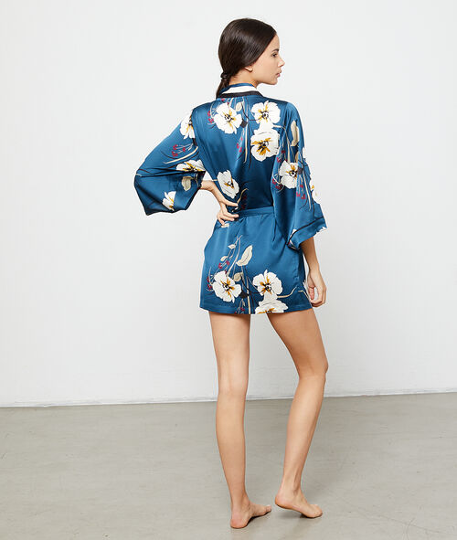 Floral satin kimono dressing gown Floral satin kimono dressing gown