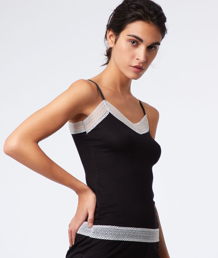 Lace-edged top black.