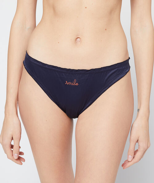 'smile' satin briefs navy blue.