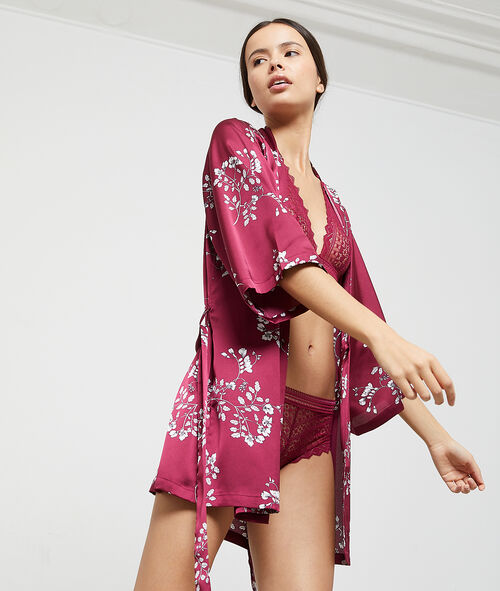 Floral satin kimono dressing gown Floral satin kimono dressing gown