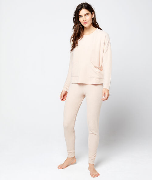 Trousers in soft knit pink.