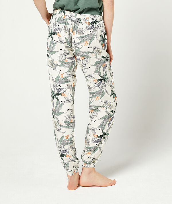 Trousers in a foliage print and tie detail Trousers in a foliage print and tie detail;${refinementColor}