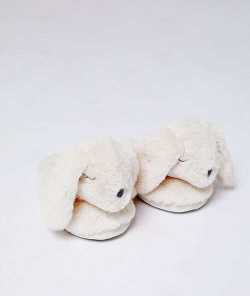 Rabbit mule slippers beige.