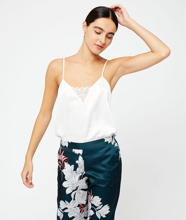 Lace trimmed low cut cami top - ARTISTE - ECRU - ETAM