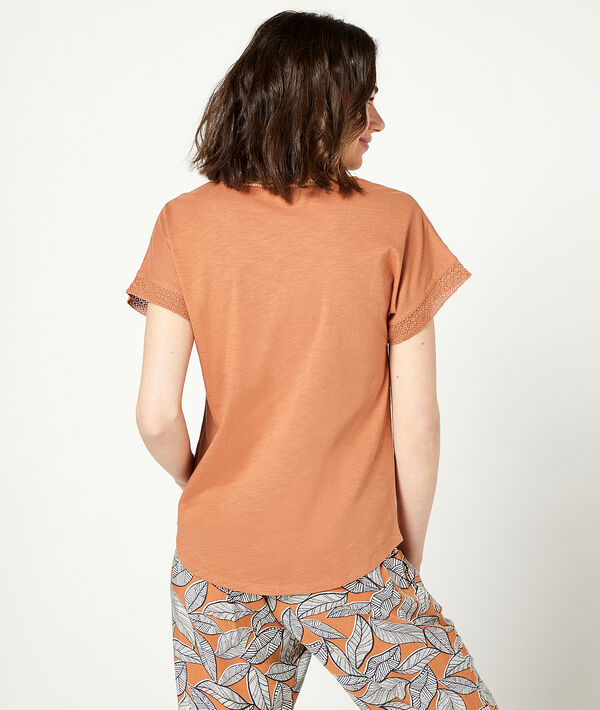 T-shirt with lace up collar T-shirt with lace up collar;${refinementColor}