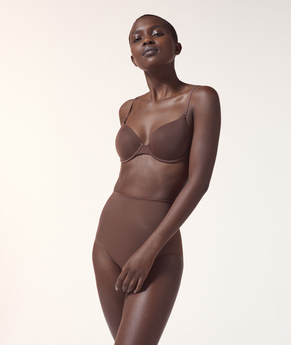 High waist briefs - level 3 : figure shaping brown.