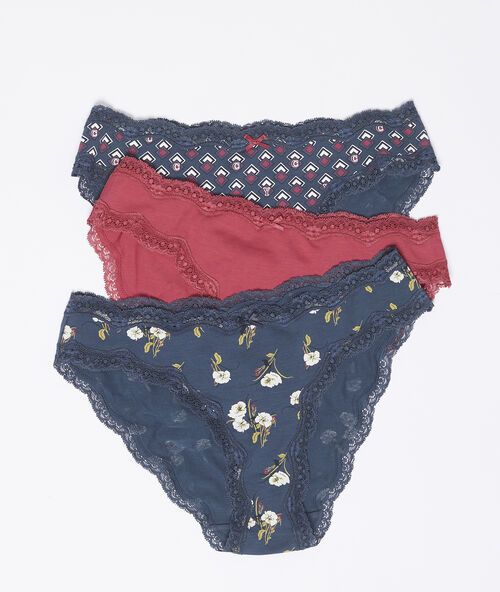 3 pack cotton knickers burgundy.