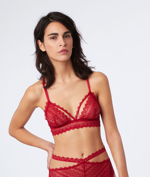 Lace triangle bra red.