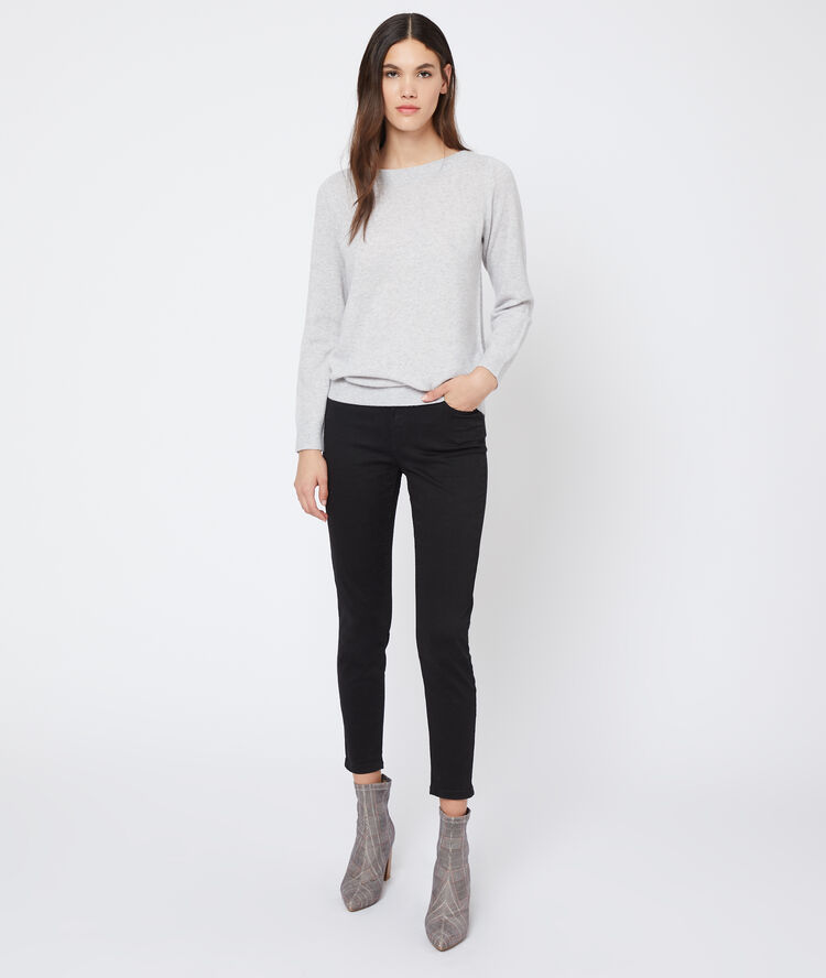 Boatneck cashmere jumper light grey marl.