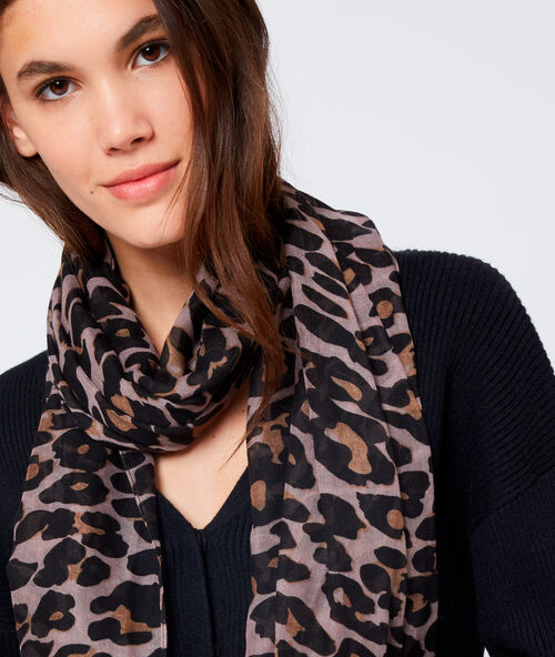 Foulard imprim&eacute; l&eacute;opard noir.