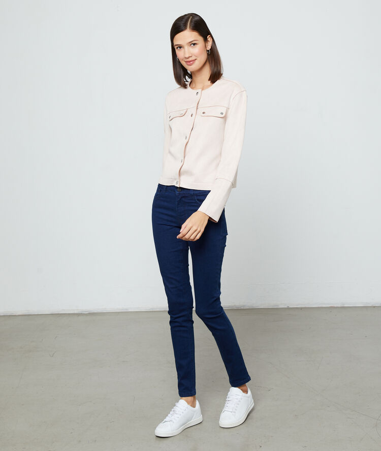 Cropped jacket in suede effect nude.