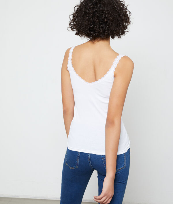 Rib tank with guipure neckline Rib tank with guipure neckline