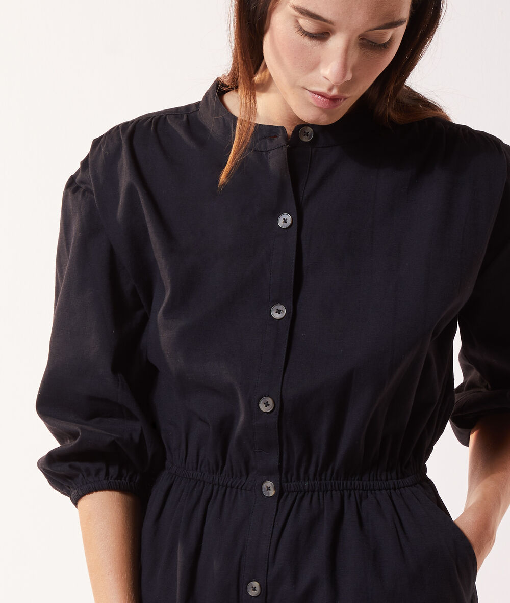 3/4 sleeves playsuit black.