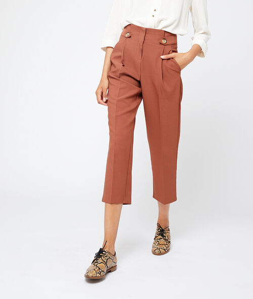Cigarette trousers with pleat detail savannah.