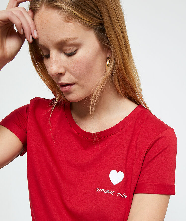 'amore mio' embroidered t-shirt carmine.