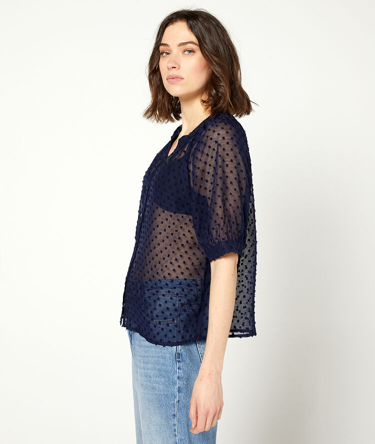 Dobby mesh blouse navy blue.