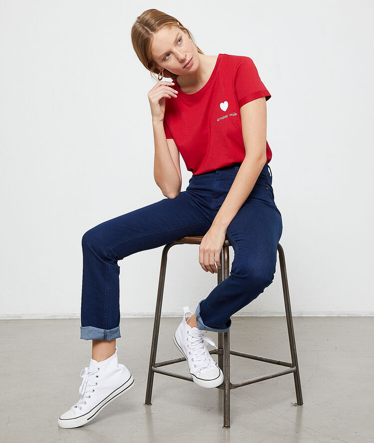 'amore mio' embroidered t-shirt carmine.