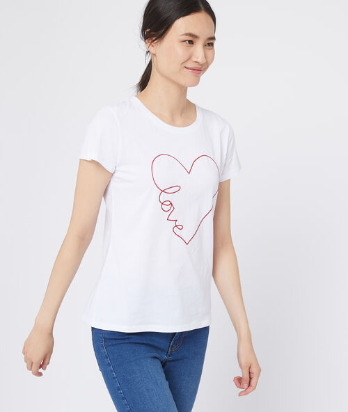 Cotton t-shirt "love" off-white.