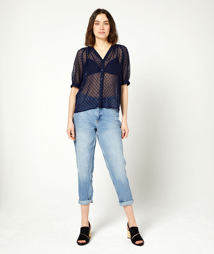 Dobby mesh blouse navy blue.