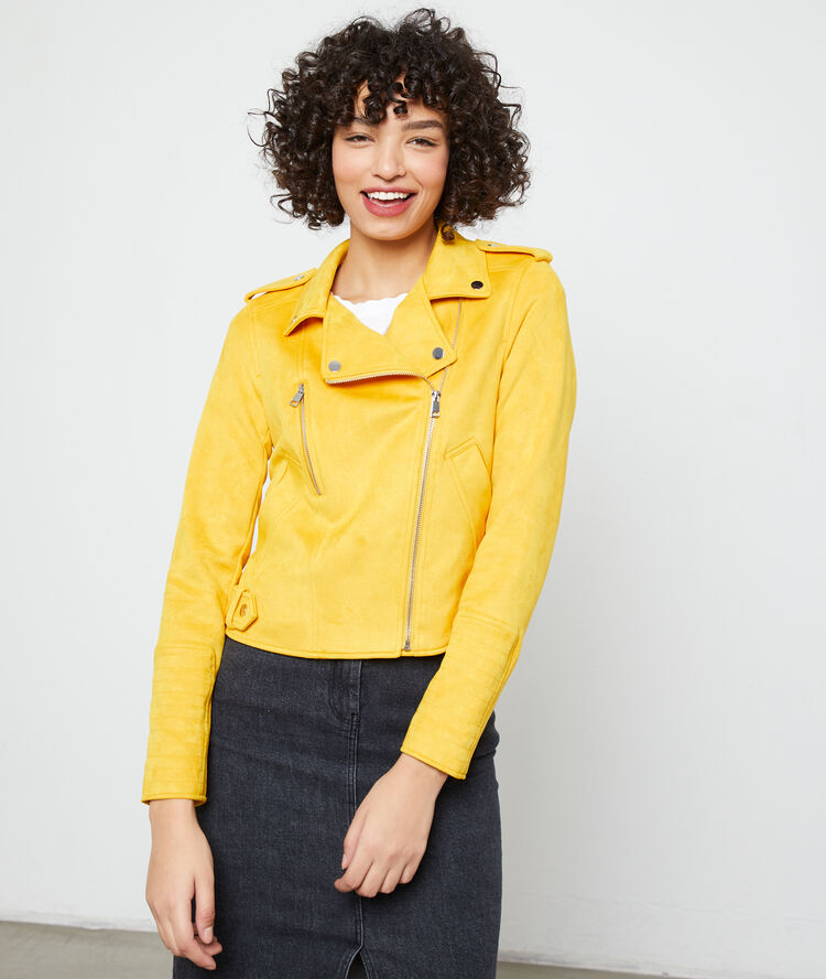 Biker jacket in suede effect honey.