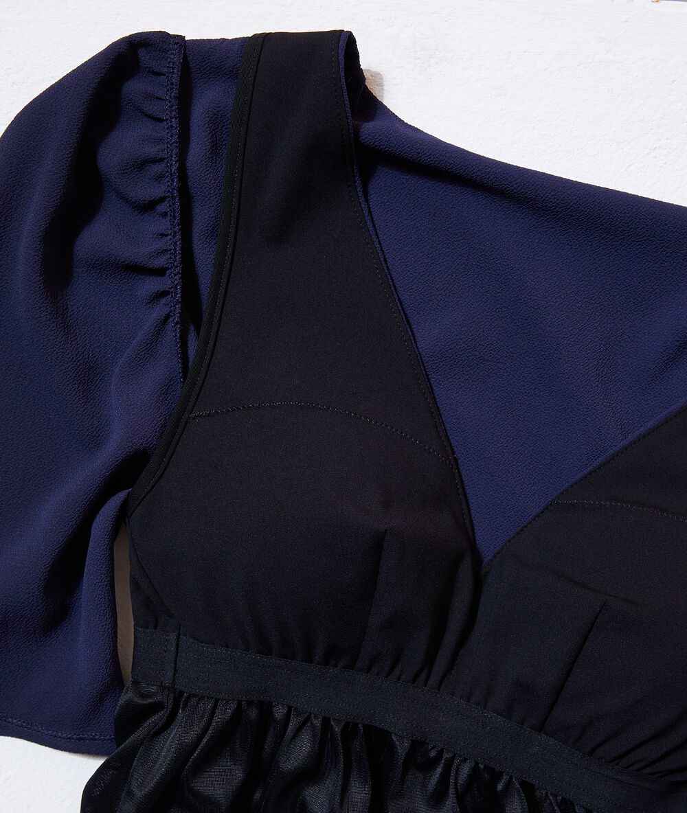 2 in 1 straight cut dress - with an integrated bralette navy blue.