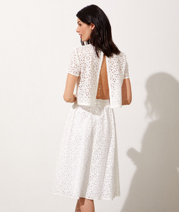 Open back lace crop top ecru.