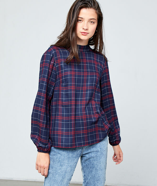 Tie back blouse in check Tie back blouse in check