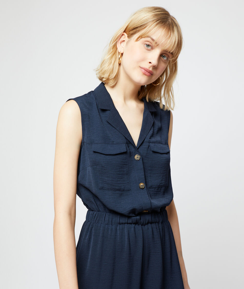 Tailored jumpsuit navy blue.