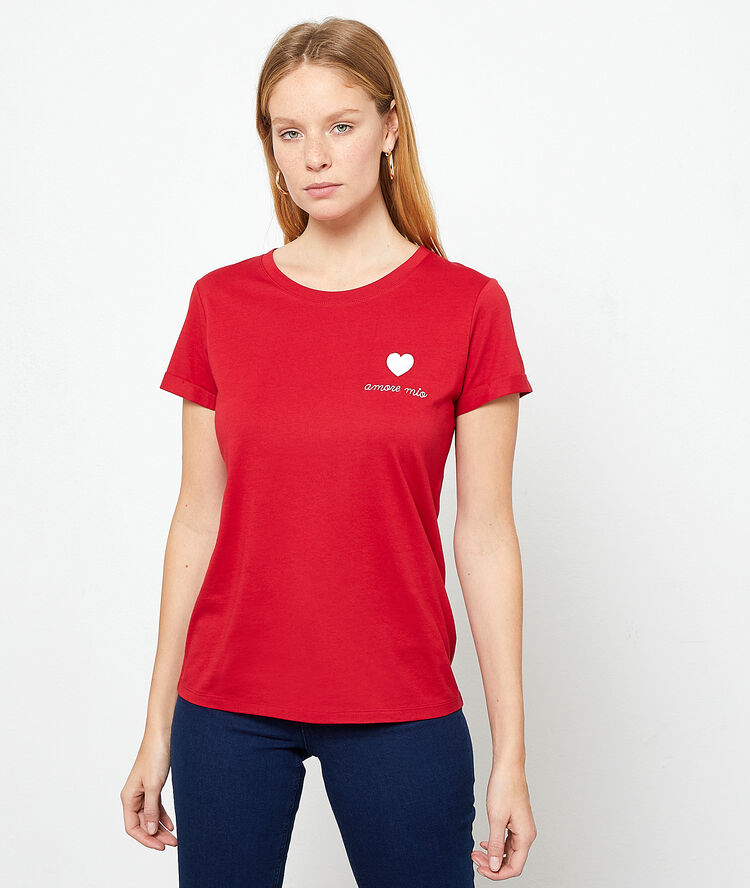 'amore mio' embroidered t-shirt carmine.