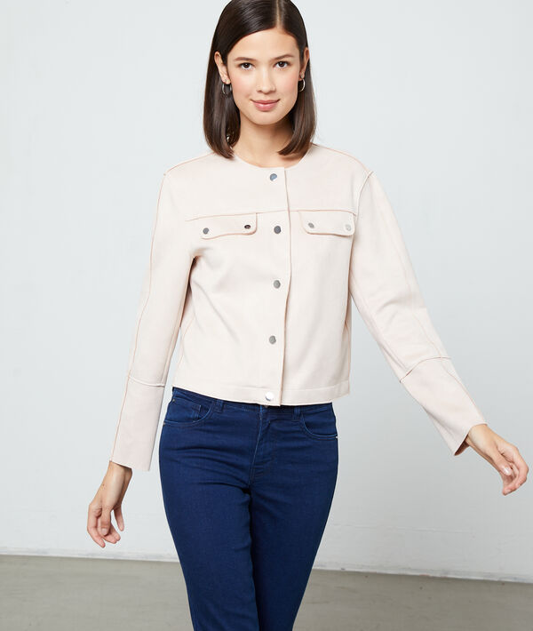Cropped jacket in suede effect Cropped jacket in suede effect