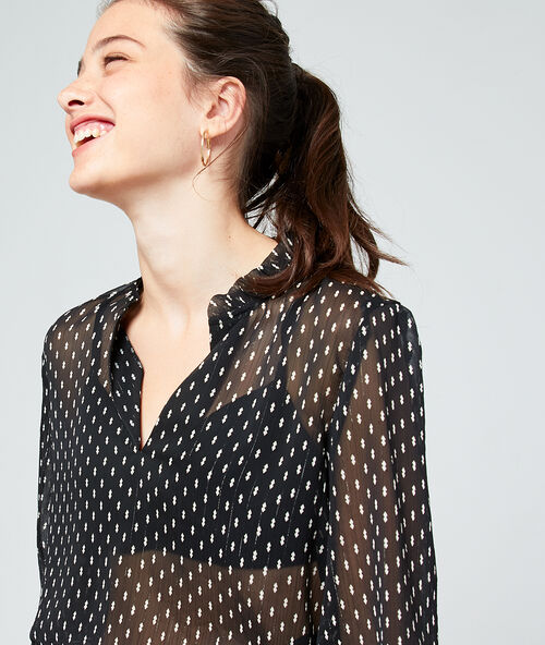 Sheer blouse with spot detail black.