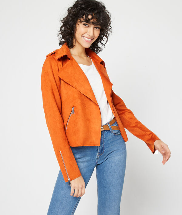 Biker jacket in a suede effect Biker jacket in a suede effect