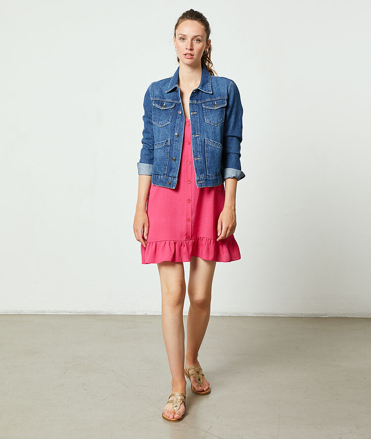 Denim cropped jacket stone.