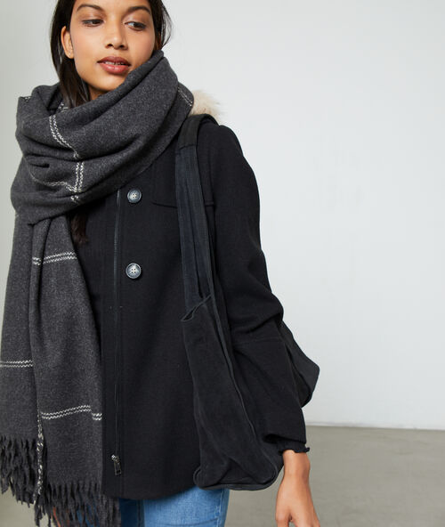 &Eacute;charpe plaid &agrave; carreaux noir.