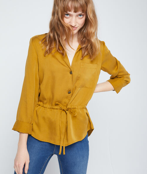 Tencel&reg; shirt with tie detail mustard.
