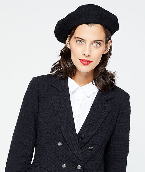 B&eacute;ret uni en laine noir.