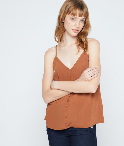 Caraco boutonn&eacute; savane.