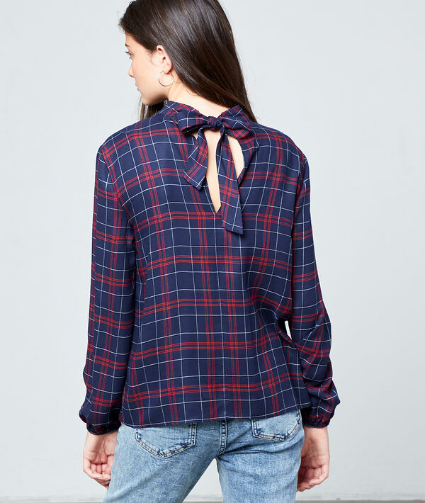 Tie back blouse in check Tie back blouse in check