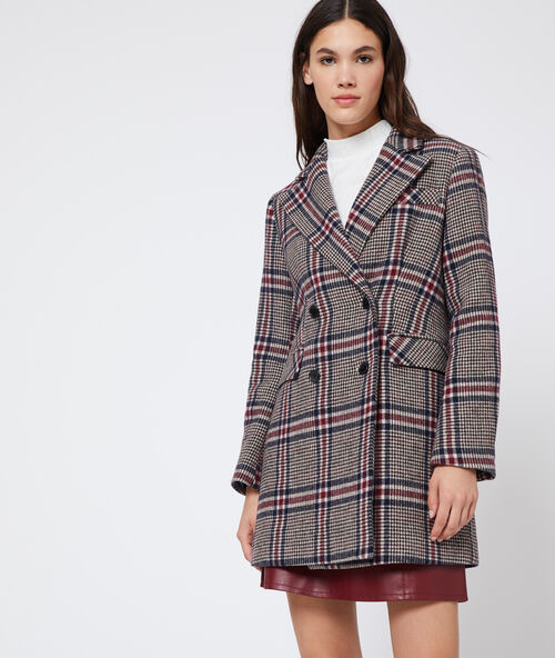 Manteau &agrave; motifs prince de galles marine.