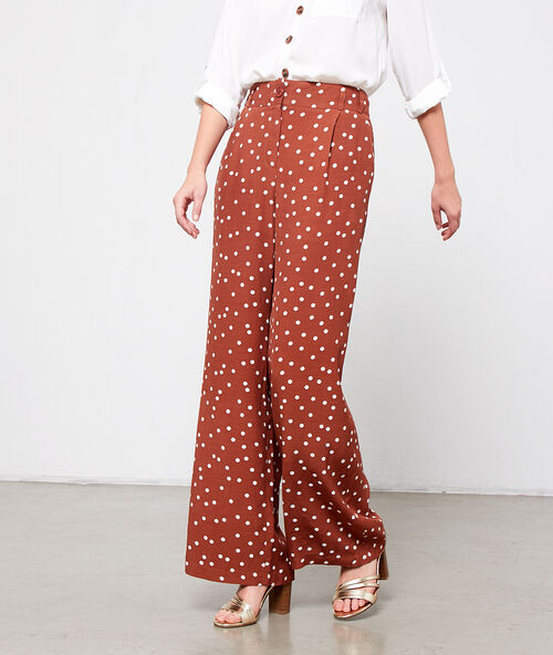 Maxi dot print trousers brown.