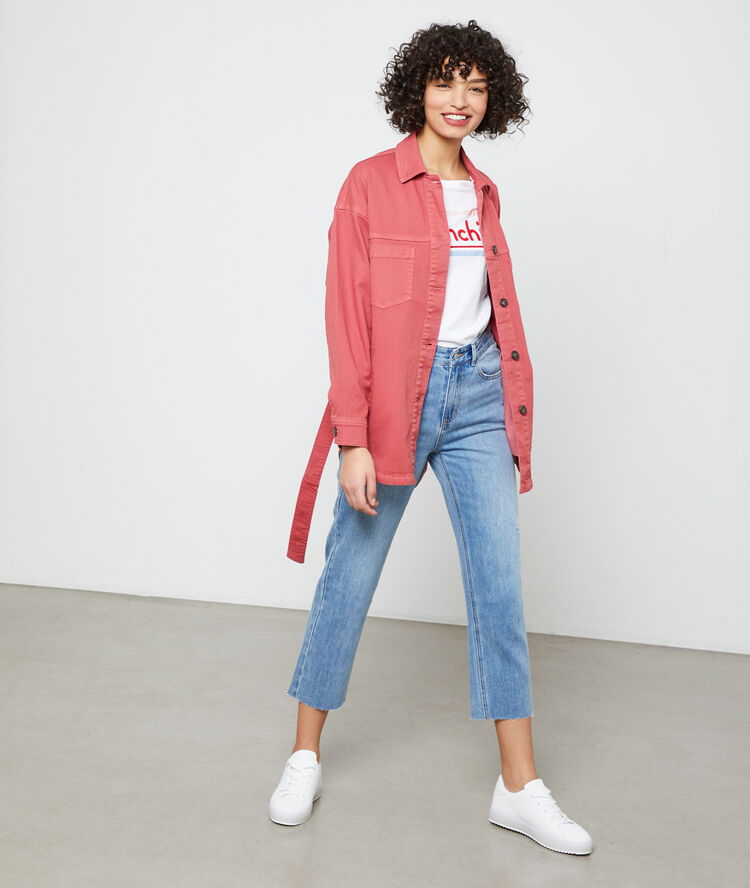 Belted jacket raspberry.