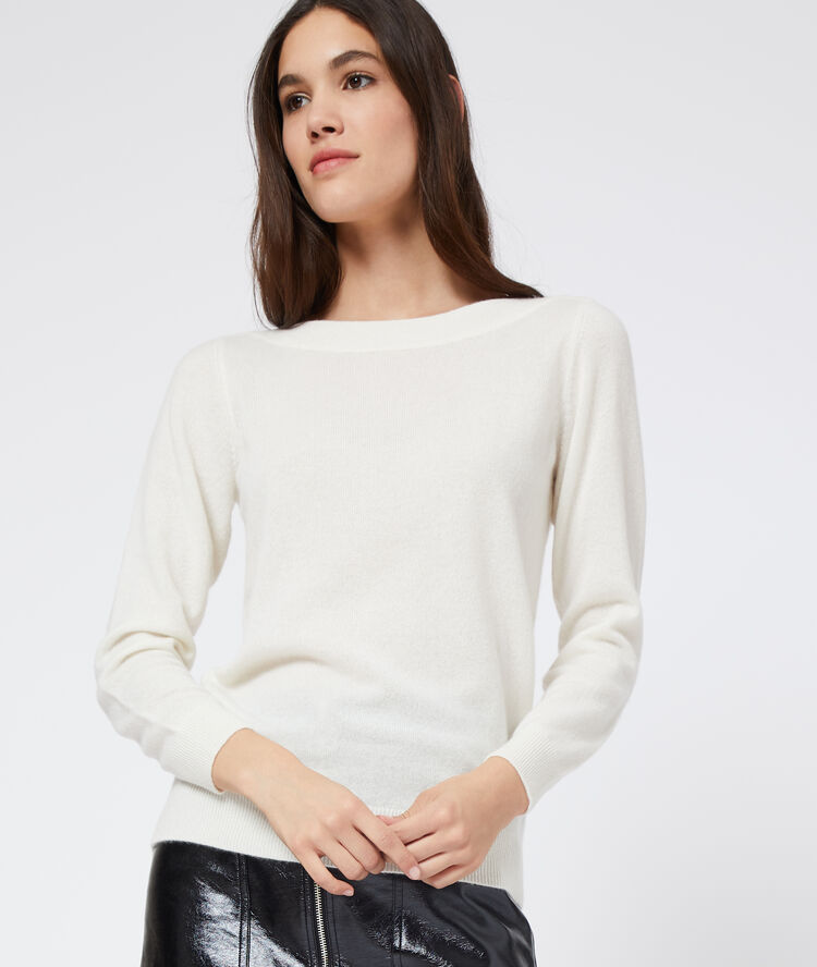 Cashmere boat neck jumper off white.